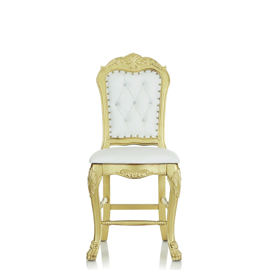 "Queen Emily" Armless Counter Stool - White / Gold