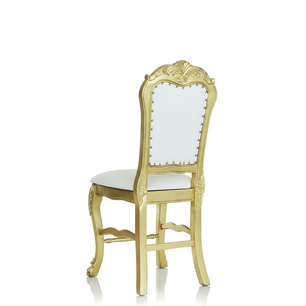 "Queen Emily" Armless Counter Stool - White / Gold