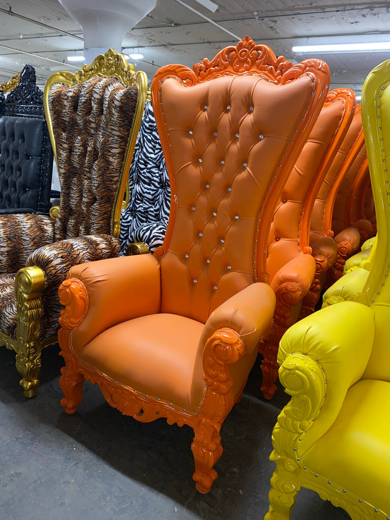 "Queen Tiffany" Throne Chair - Orange / Orange