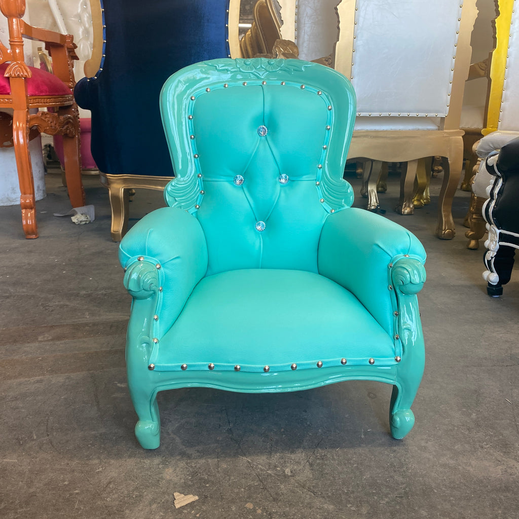 "Cinderella 26" Mini Princess Throne Chair - Turquoise Green / Turquoise Green