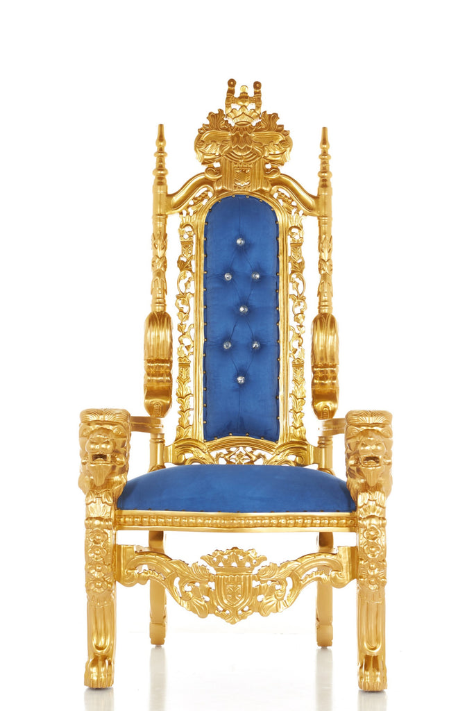 "King David" Lion Throne Chair - Blue / Gold