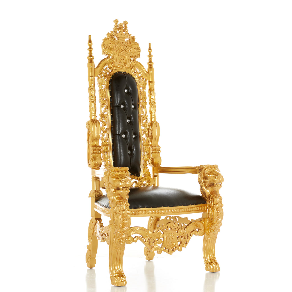 "King David" Lion Throne Chair - Black / Gold