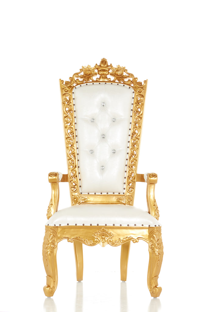 "Queen Raquel" Throne Chair - White / Gold