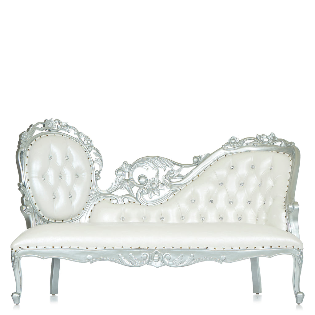 "Queen Natalia" Royal Chaise Lounge - White / Silver