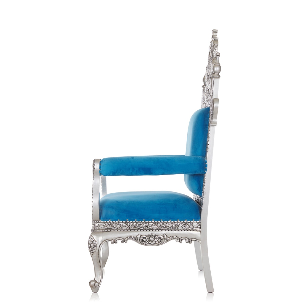 "Swan" Royal Throne Chair - Light Blue / Silver