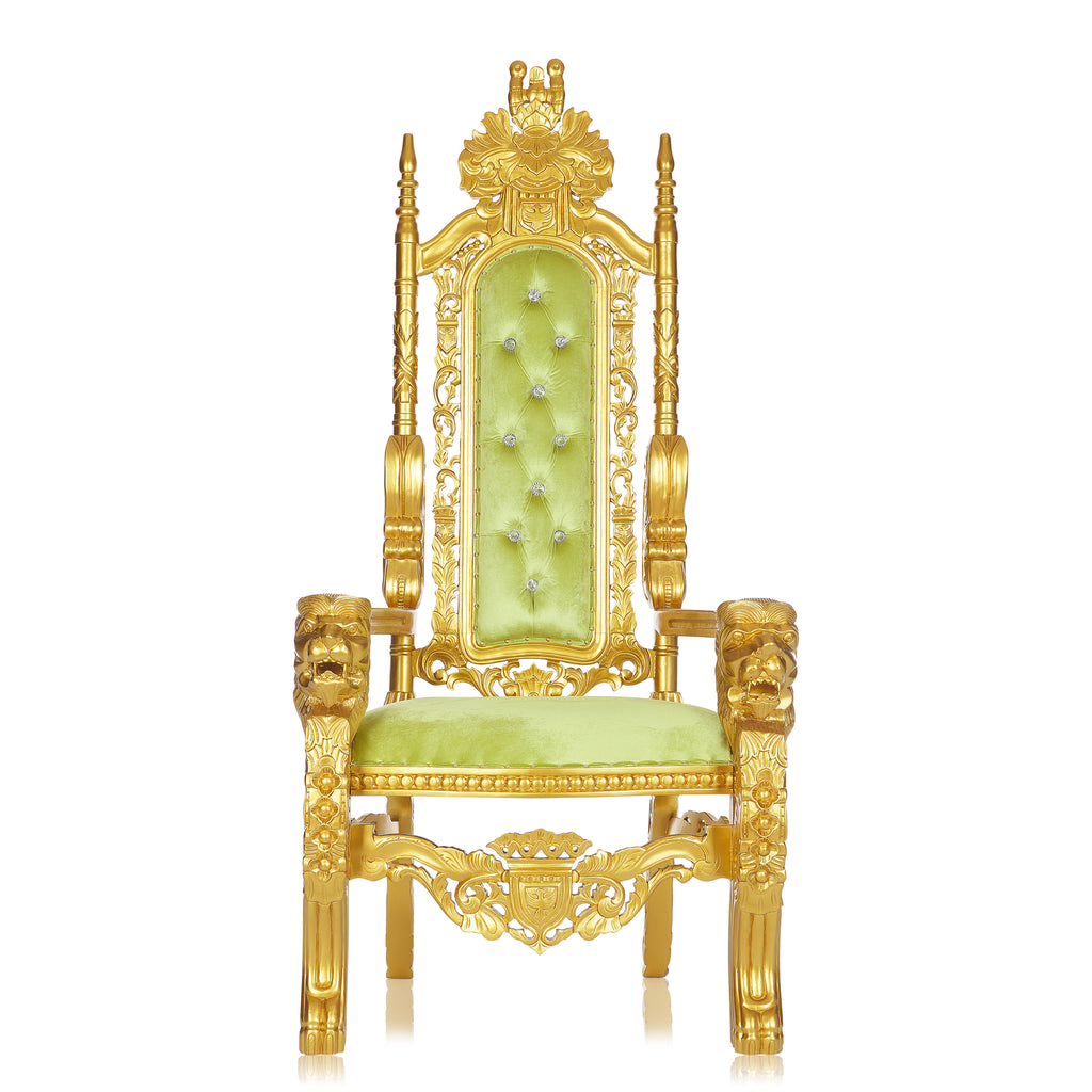 "King David" Lion Throne Chair - Light Green Velvet / Gold