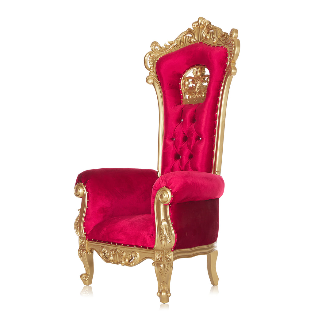"Queen Babette" Throne Chair - Red Velvet / Gold