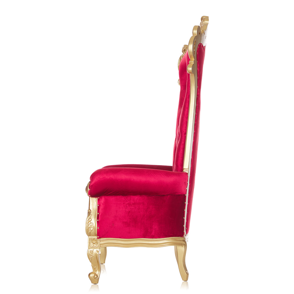 "Queen Babette" Throne Chair - Red Velvet / Gold