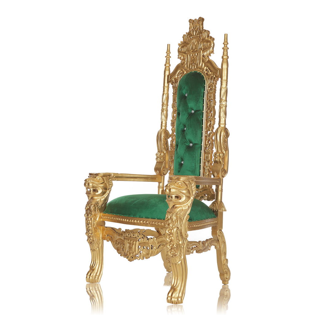 "King David" Lion Throne Chair - Emerald Green / Gold
