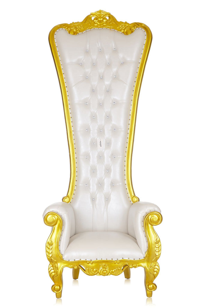 "Queen Tiffany 99"  Throne Chair - White / Gold