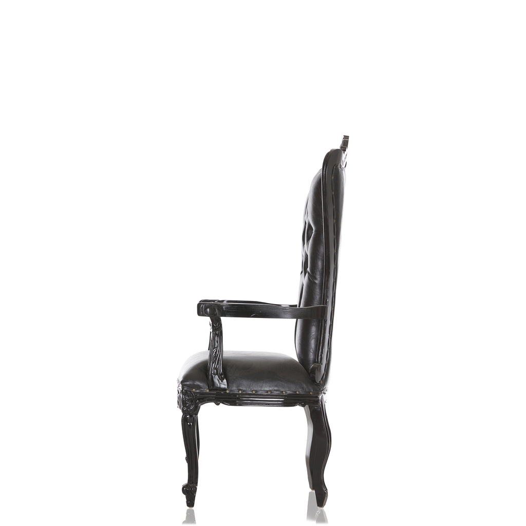"Valentina" Accent Arm Throne Chair  - Black / Black