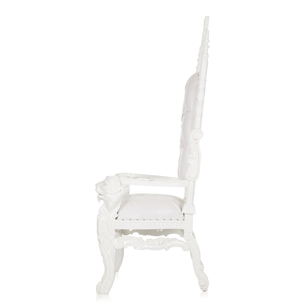 "King David" Throne Chair - White Croc Print / White