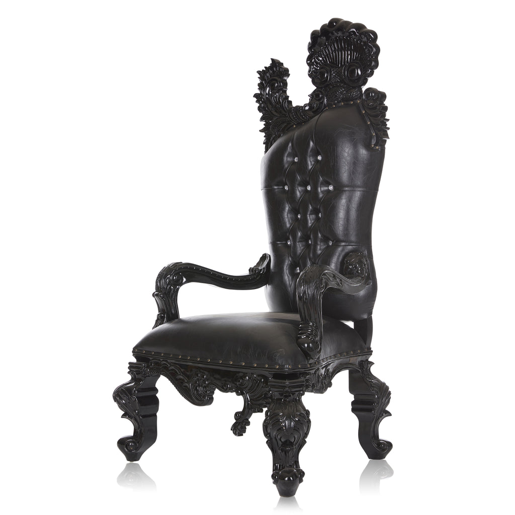 "Leandra" Royal Throne Chair - Black / Black