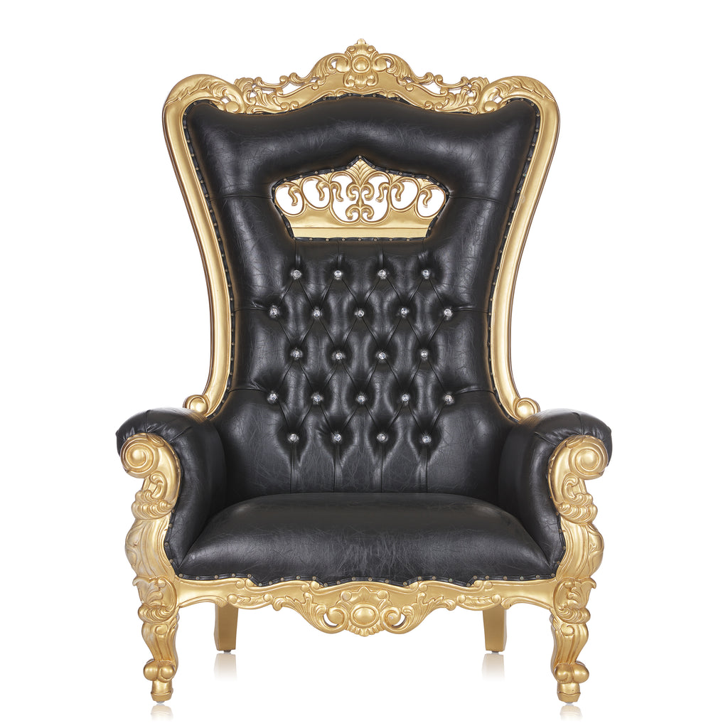 “Crown Tiffany" Extra Wide Throne Chair - Black / Gold