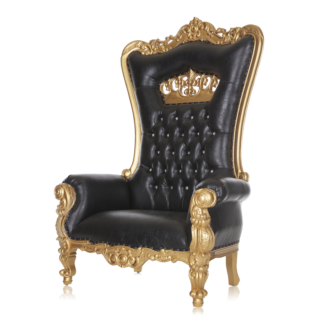 “Crown Tiffany" Extra Wide Throne Chair - Black / Gold