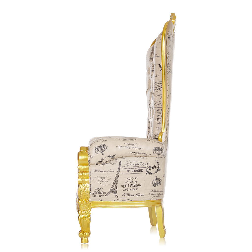 "Queen Tiffany" Throne Chair - LIMITED EDITION Paris Print / Gold