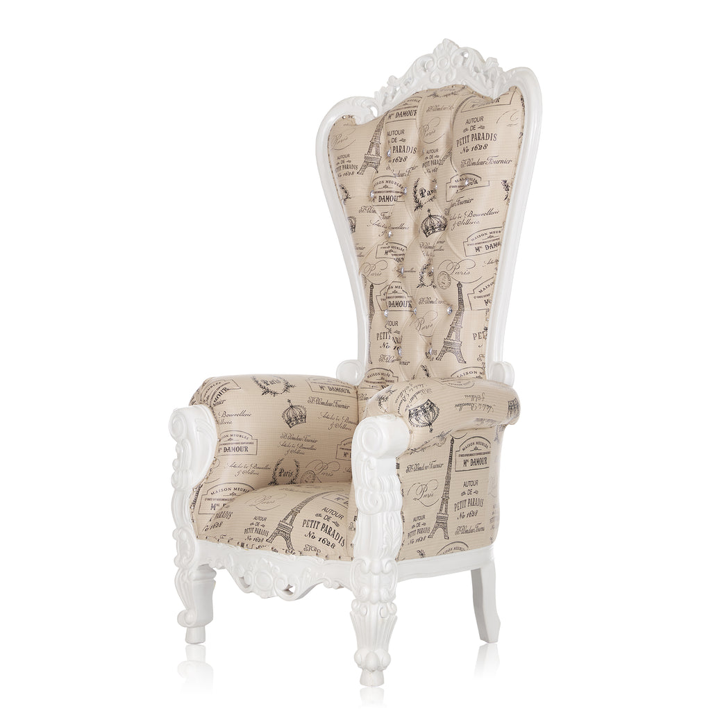 "Queen Tiffany" Throne Chair - Paris Print / White