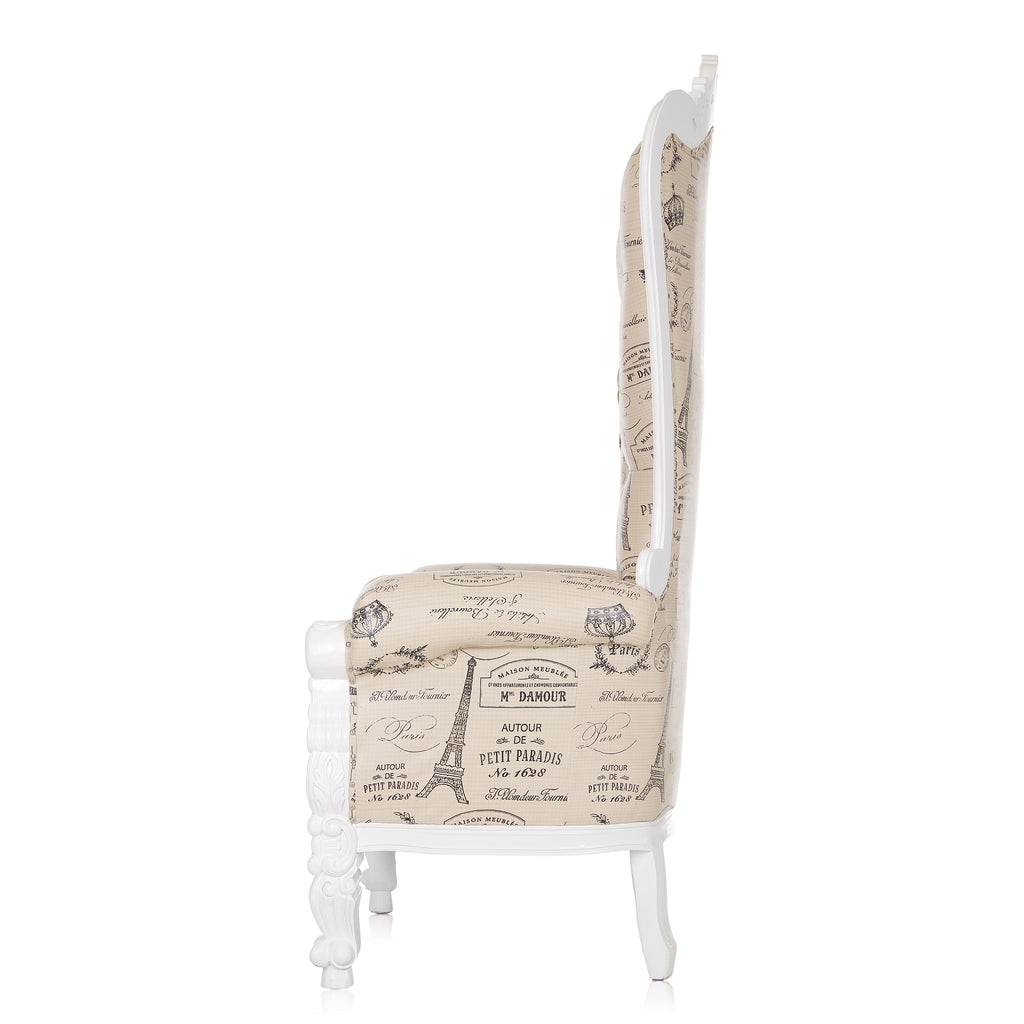 "Queen Tiffany" Throne Chair - Paris Print / White