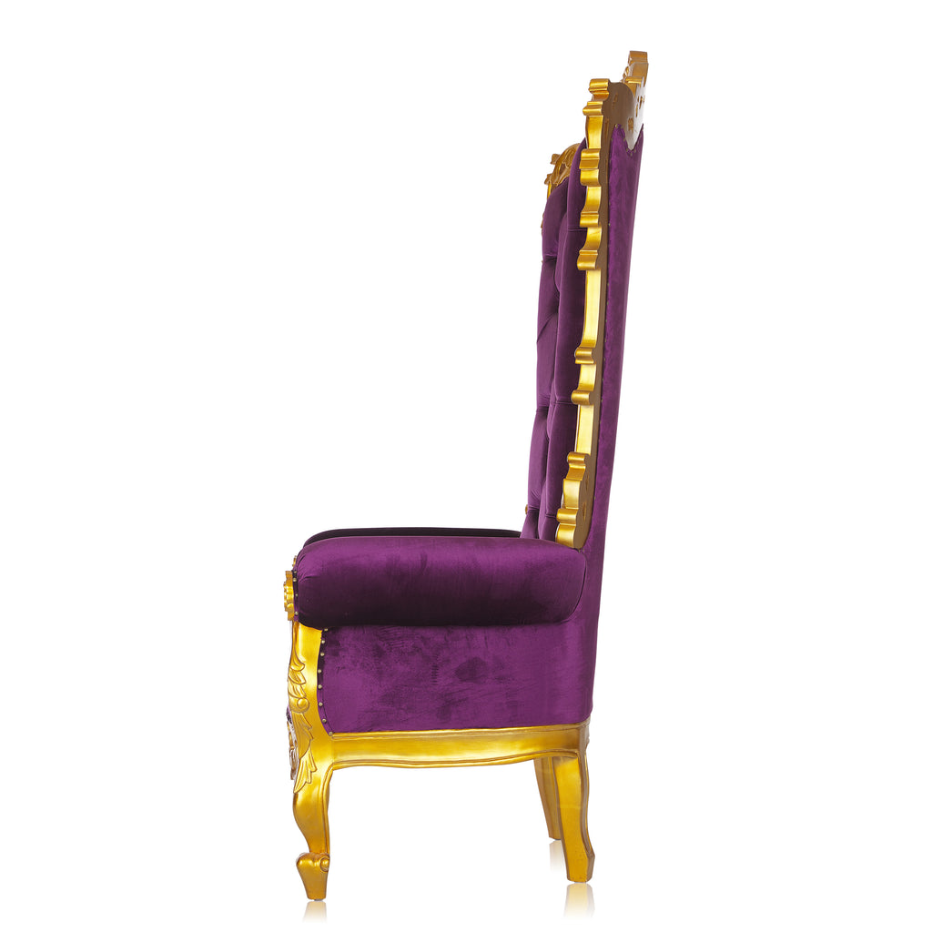 "Noella" Royal Throne Chair - Purple Velvet / Gold