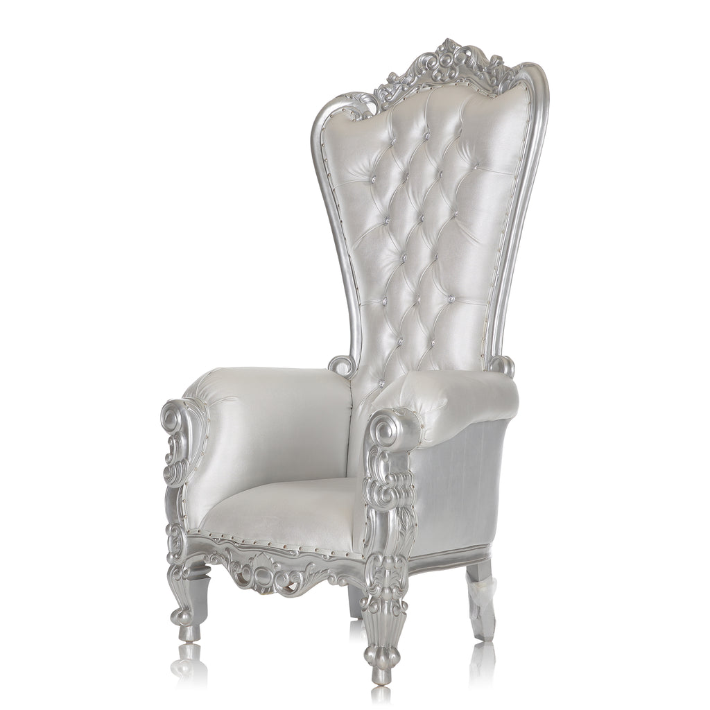 "Queen Tiffany" Throne Chair - Silver / Silver