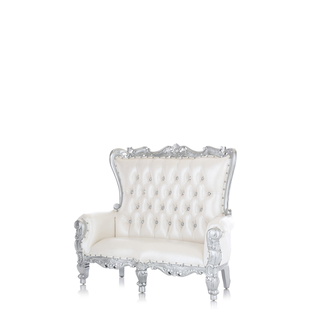 "Mini Tiffany" Children's Love Seat - White / Silver