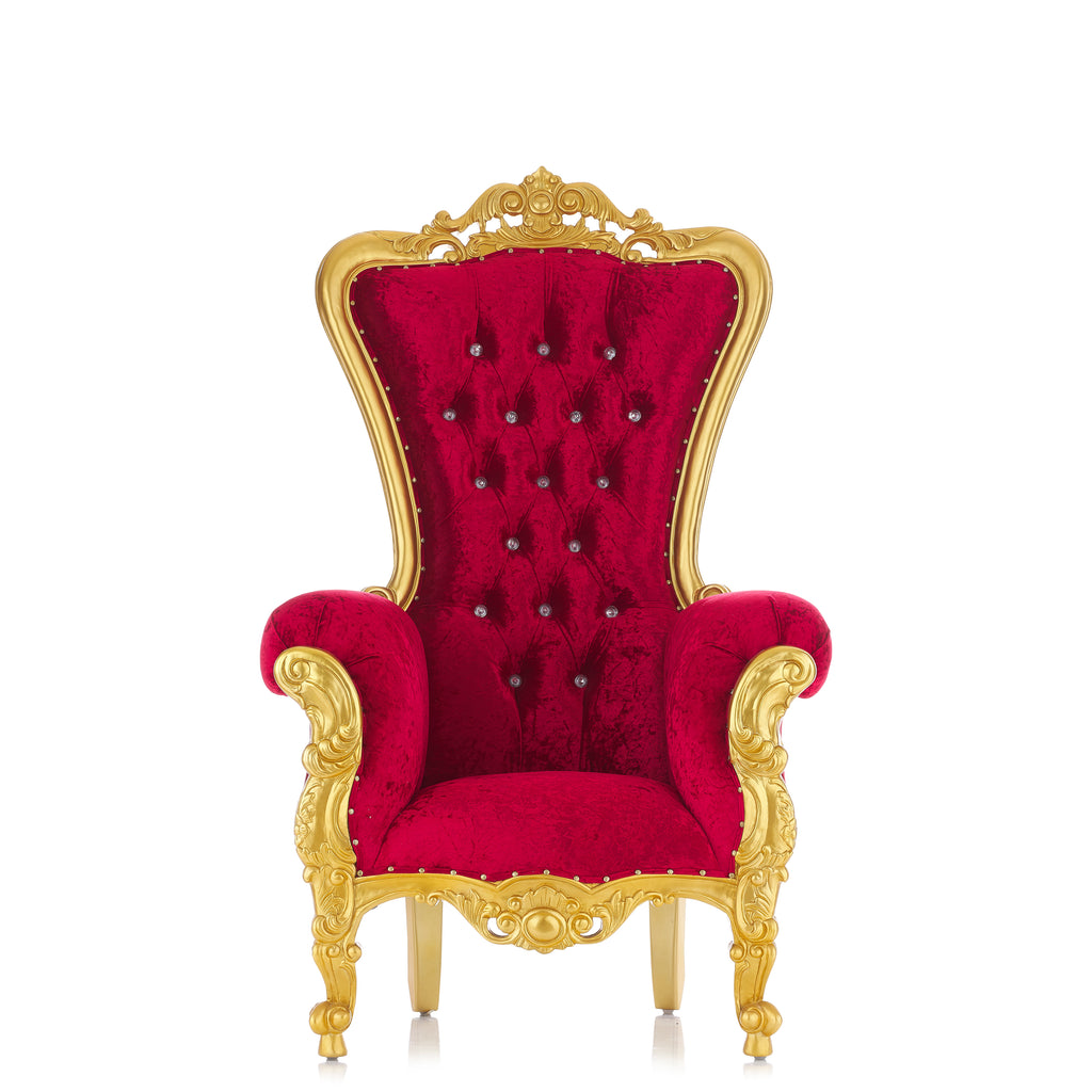 "Queen Tiffany 59" Throne Chair - Red Velvet / Gold