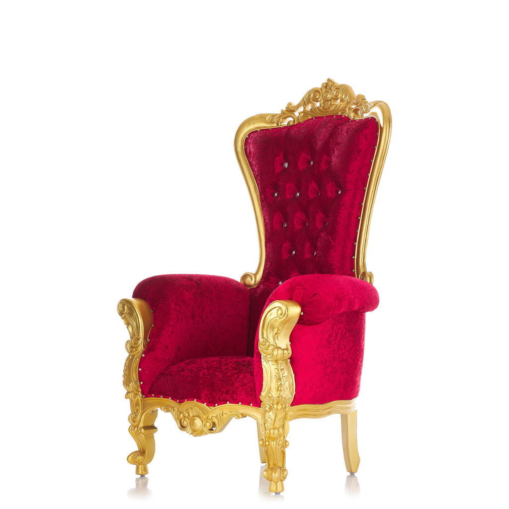 "Queen Tiffany 59" Throne Chair - Red Velvet / Gold