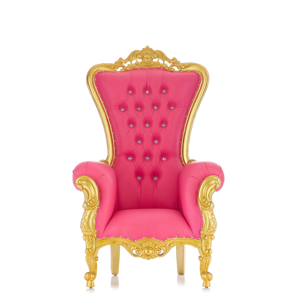 "Queen Tiffany 59" Throne Chair - Hot Pink / Gold