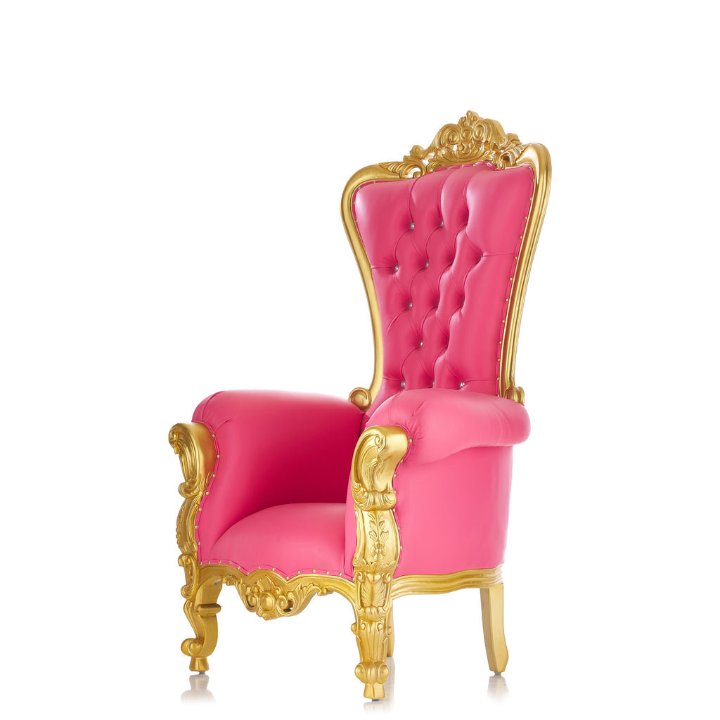 "Queen Tiffany 59" Throne Chair - Hot Pink / Gold