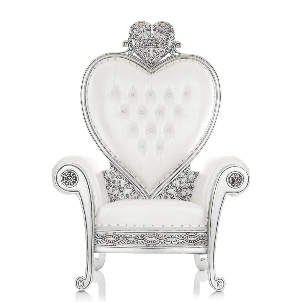 "Royal Valentine" Party Throne Chair - White / Silver