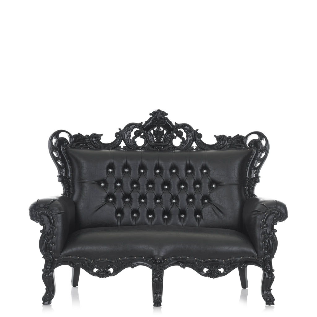 "Farrah" Royal Love Seat Sofa - Black / Black