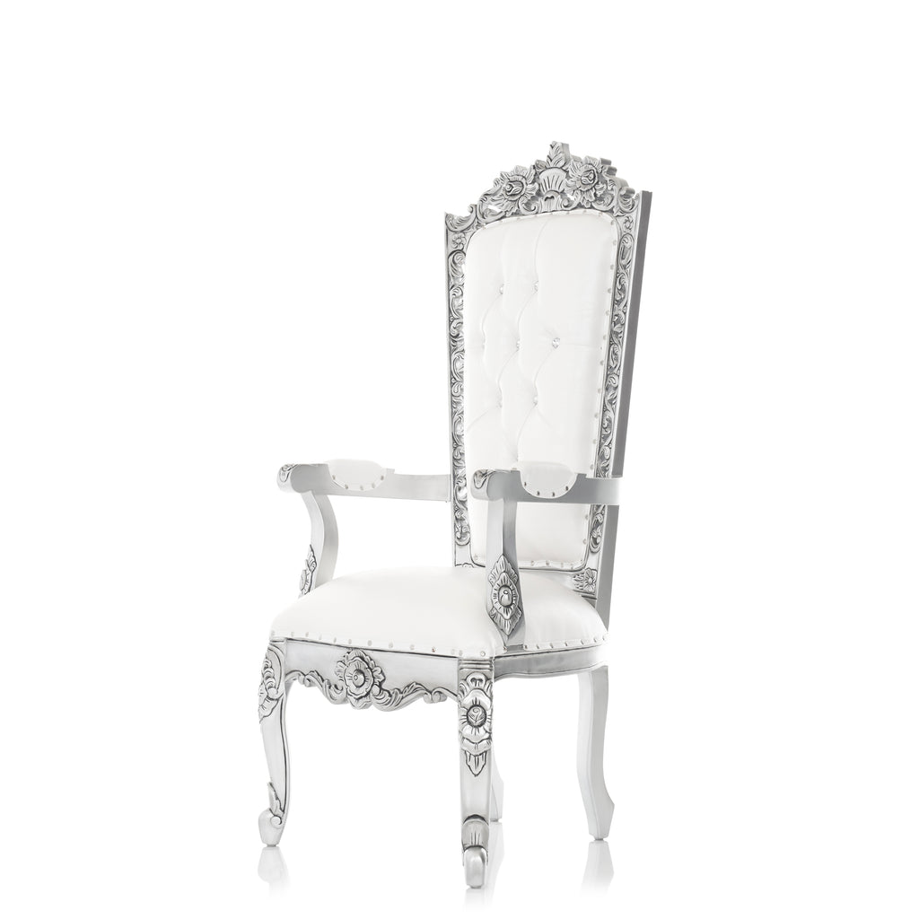"Queen Raquel" Throne Chair - White / Silver