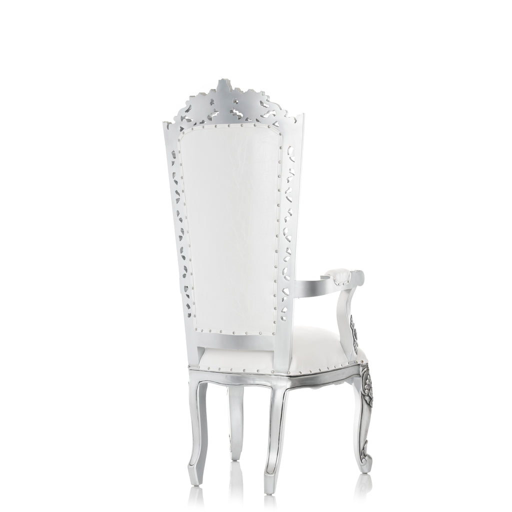 "Queen Raquel" Throne Chair - White / Silver