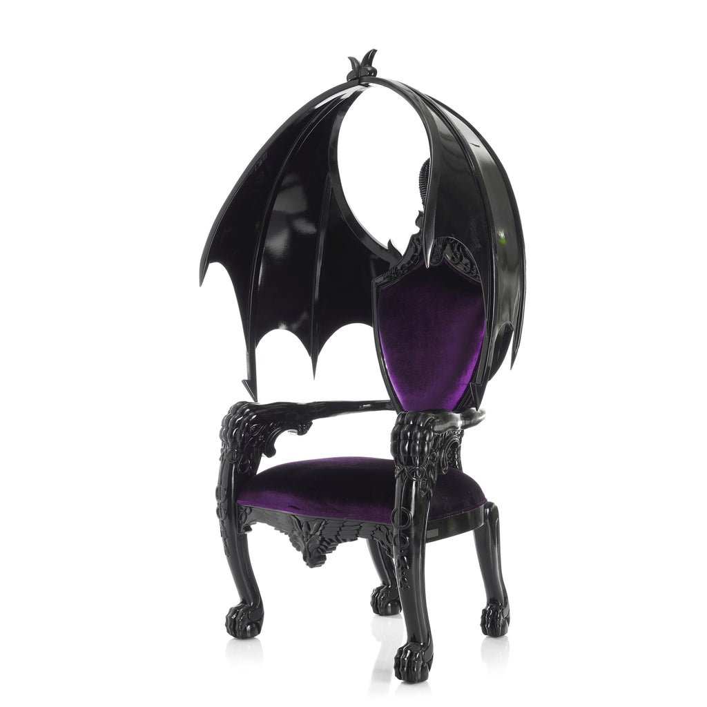 "Cerbera" Gothic Throne Chair - Midnight Purple / Black