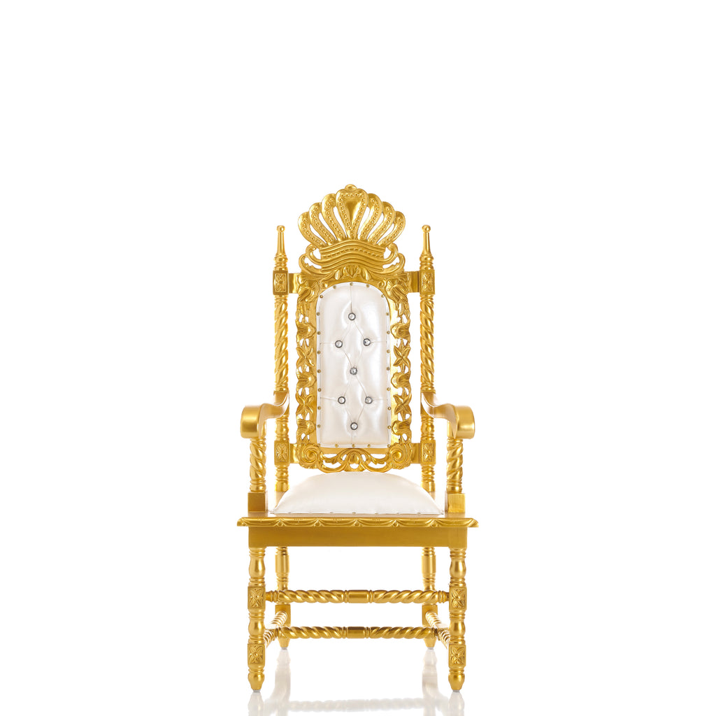 "Cyprian" Throne Chair - White / Gold