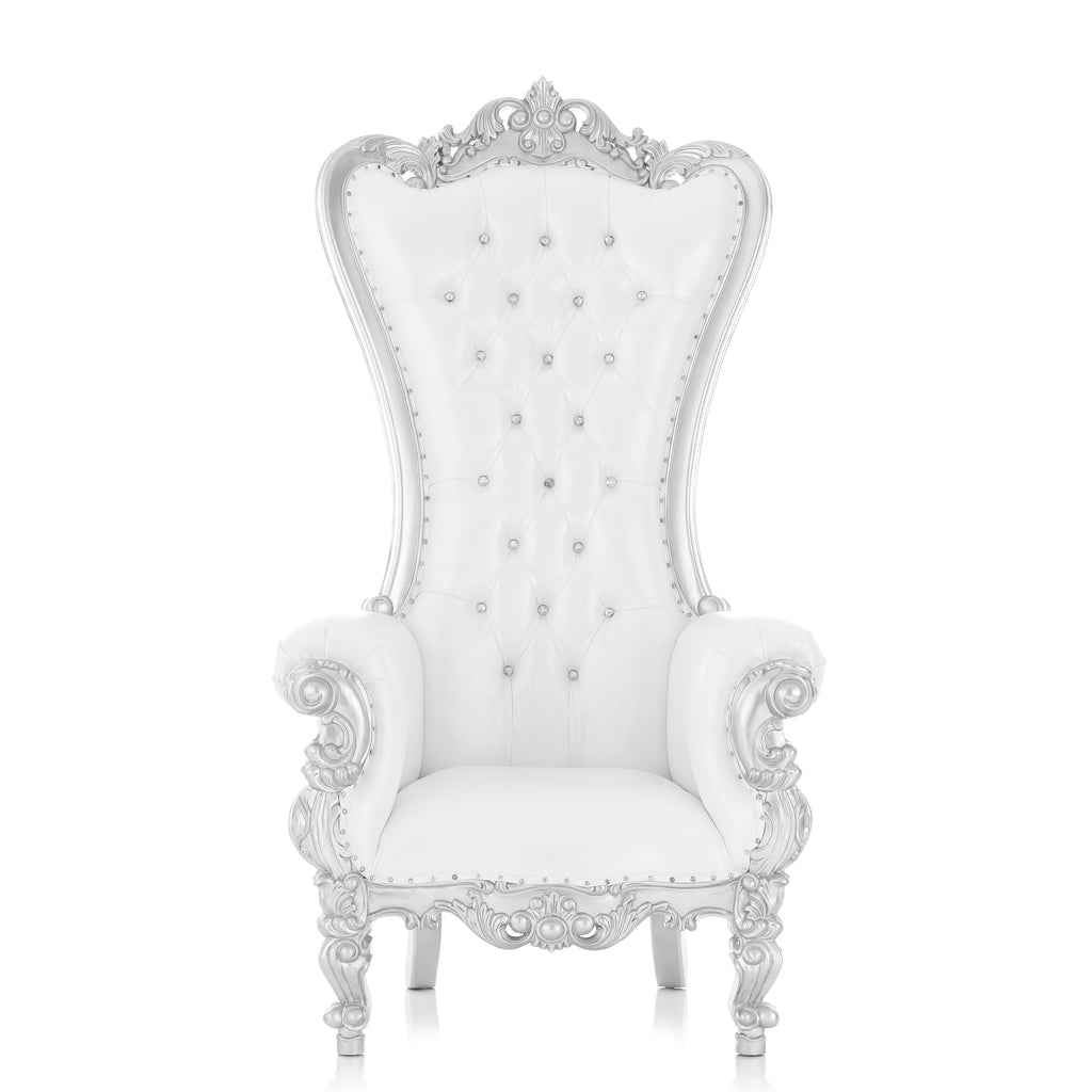"Queen Tiffany 2.0" Throne Chair - White / Silver
