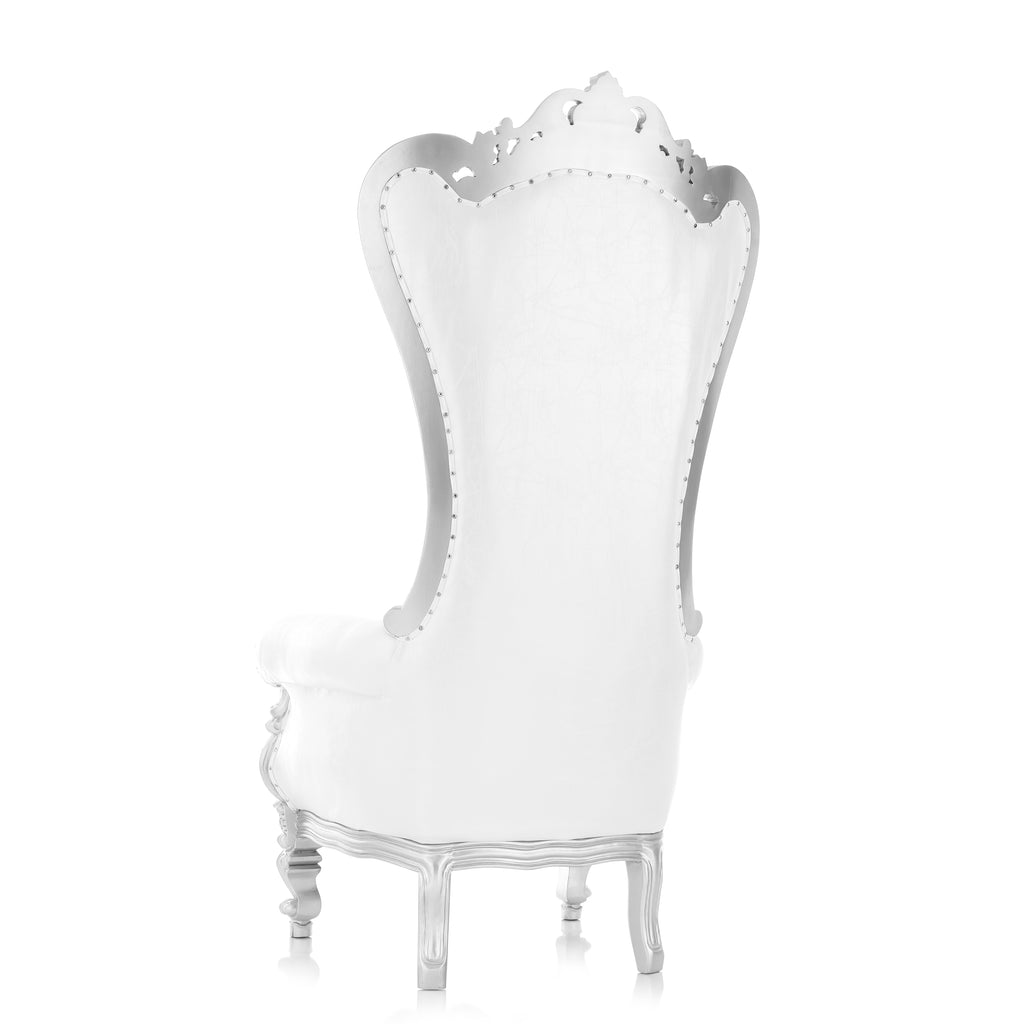 "Queen Tiffany 2.0" Throne Chair - White / Silver