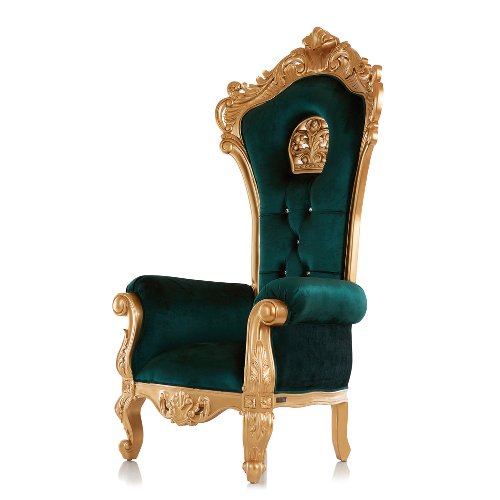 "Queen Babette" Throne Chair - Green Velvet / Gold