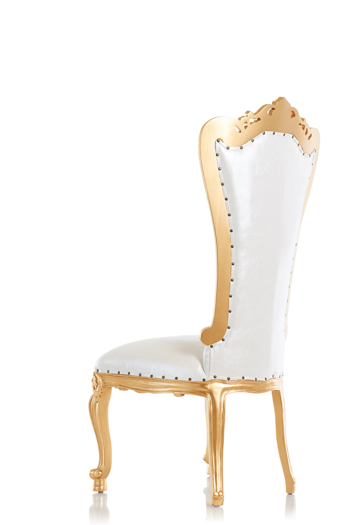 "Valentina" Accent Armless Throne Chair - White / Gold