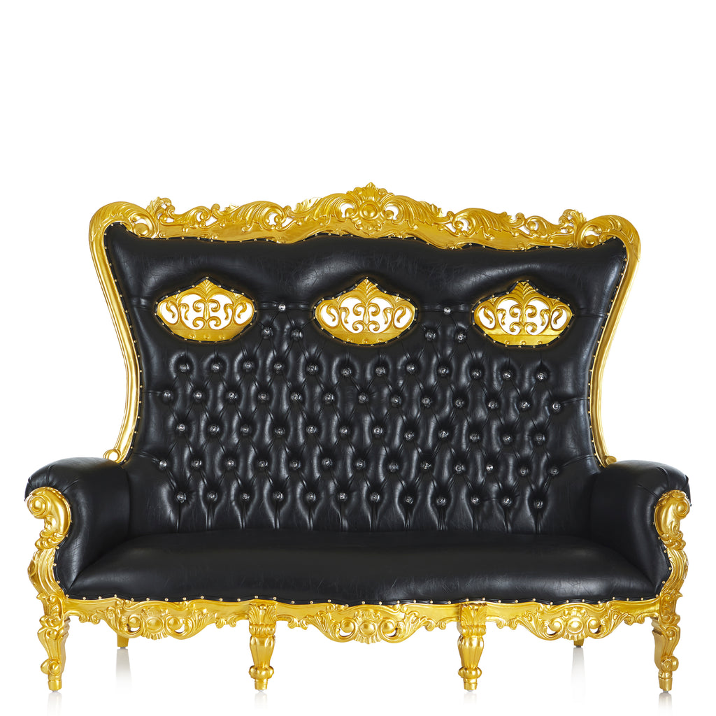 "Triple Crown Tiffany" Love Seat Throne - Black / Gold