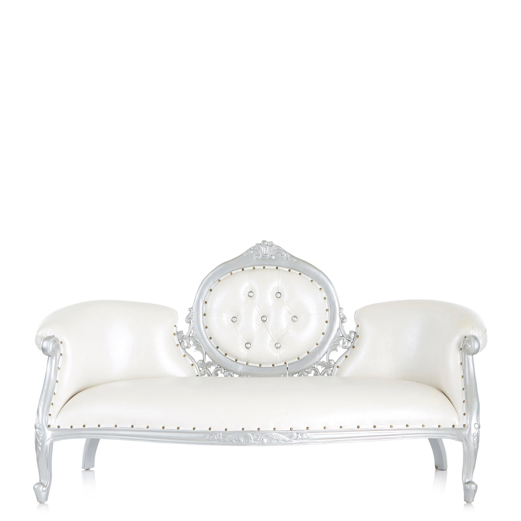 "King Nicholas" Royal Chaise Lounge - White / Silver