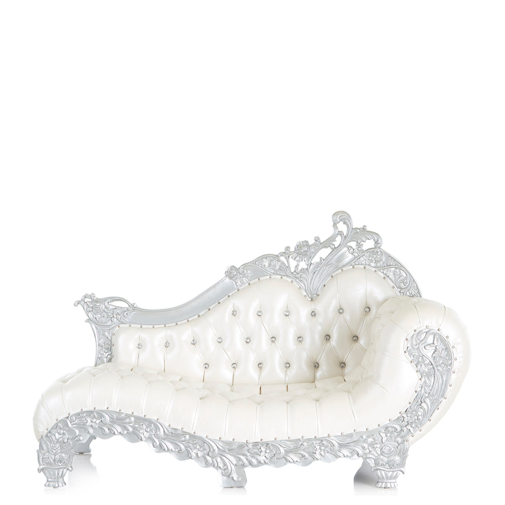 "Zeus 76" Royal Chaise Lounge - White / Silver