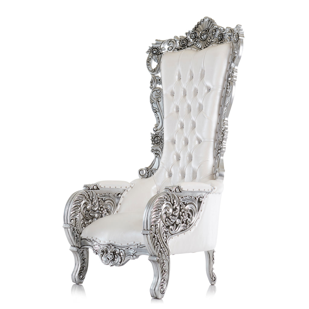 "Queen Latifah' Throne Chair - White / Silver