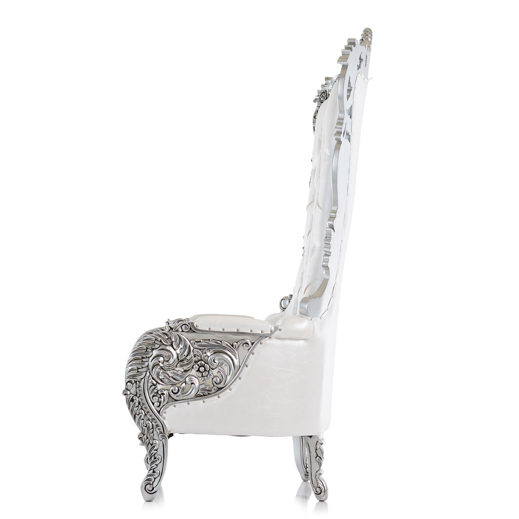 "Queen Latifah' Throne Chair - White / Silver