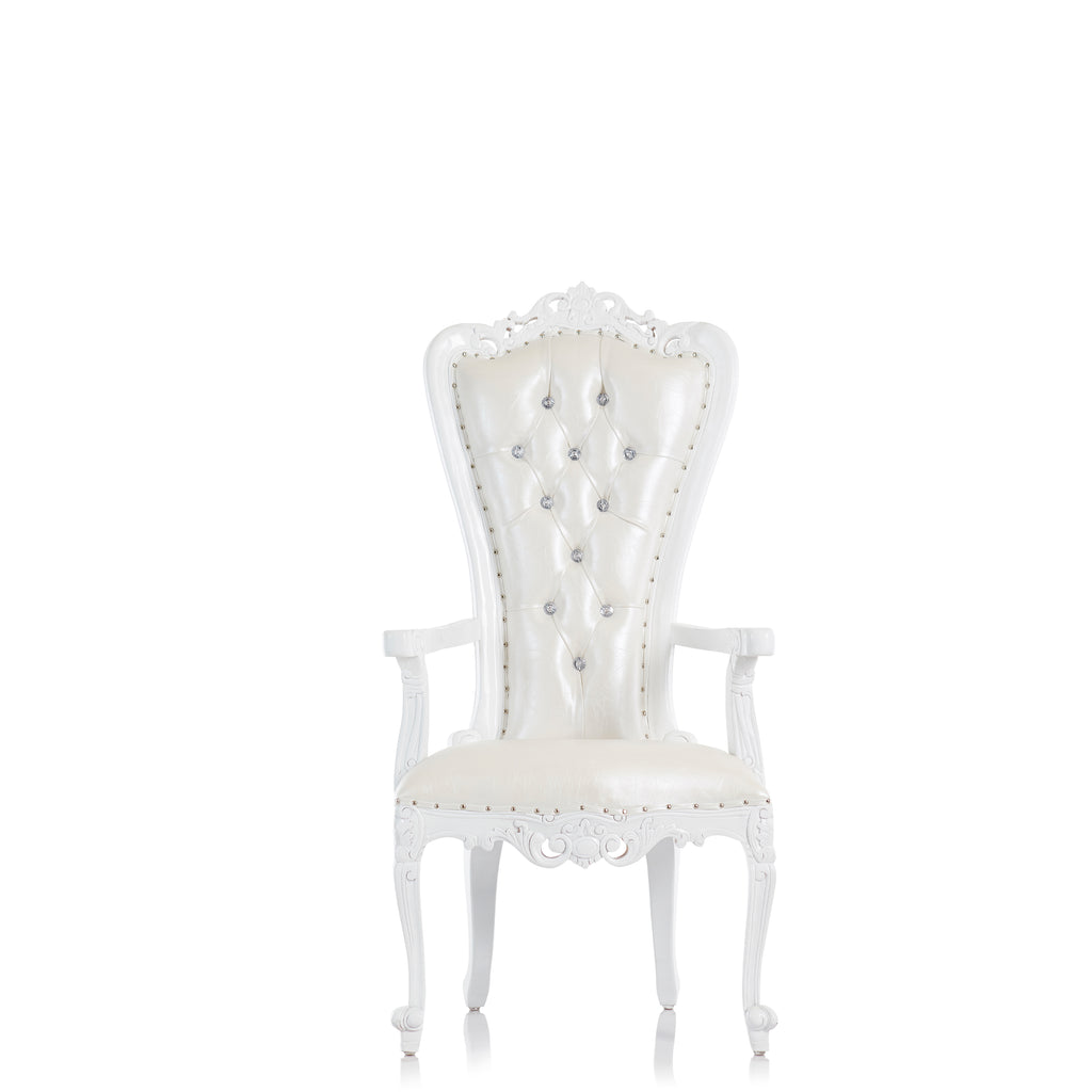 "Valentina" Accent Arm Throne Chair - White / White