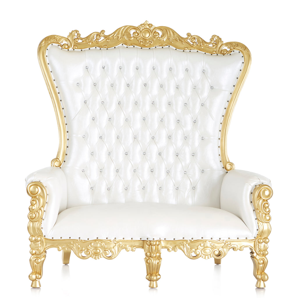 "Queen Tiffany 2.0" Love Seat - White / Gold