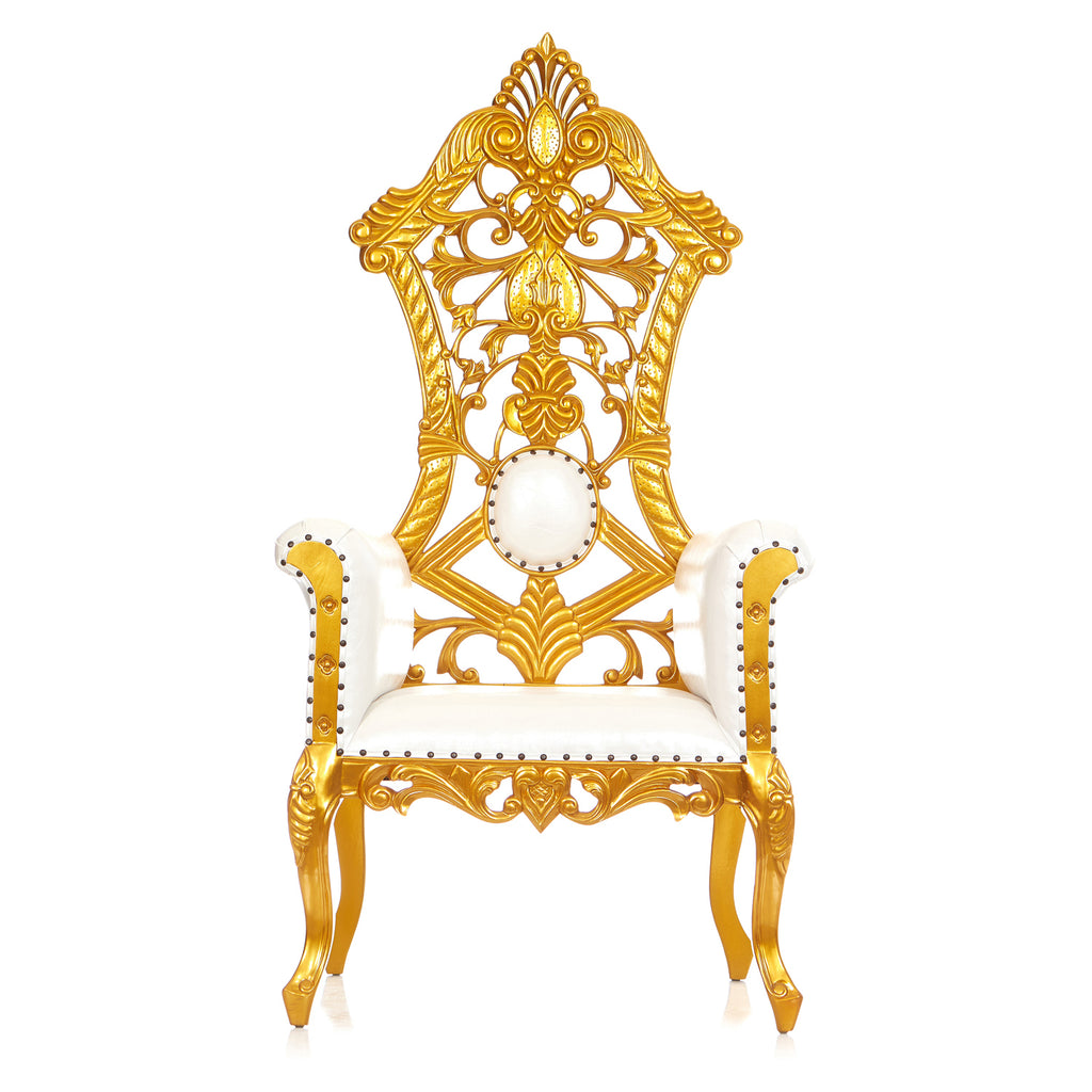 "Queen Amina" Royal Throne Chair - White / Gold