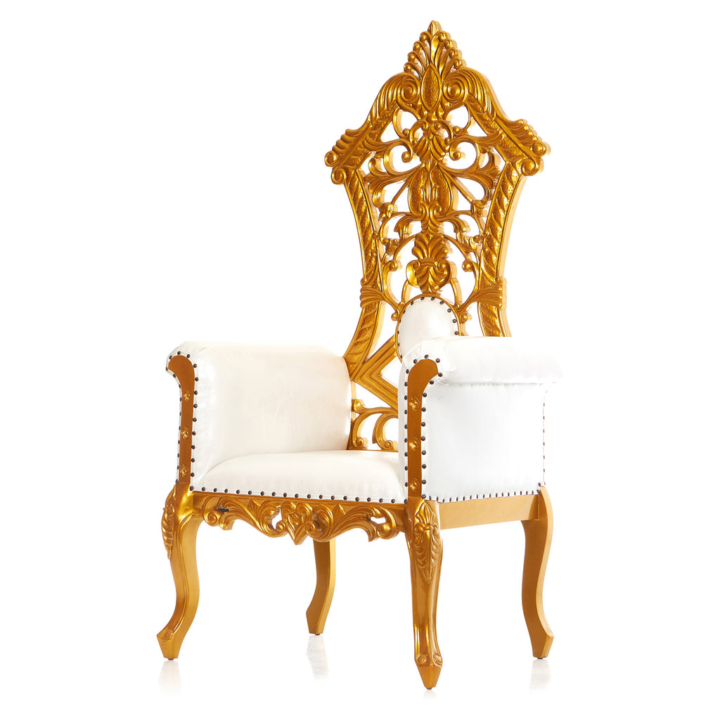 "Queen Amina" Royal Throne Chair - White / Gold