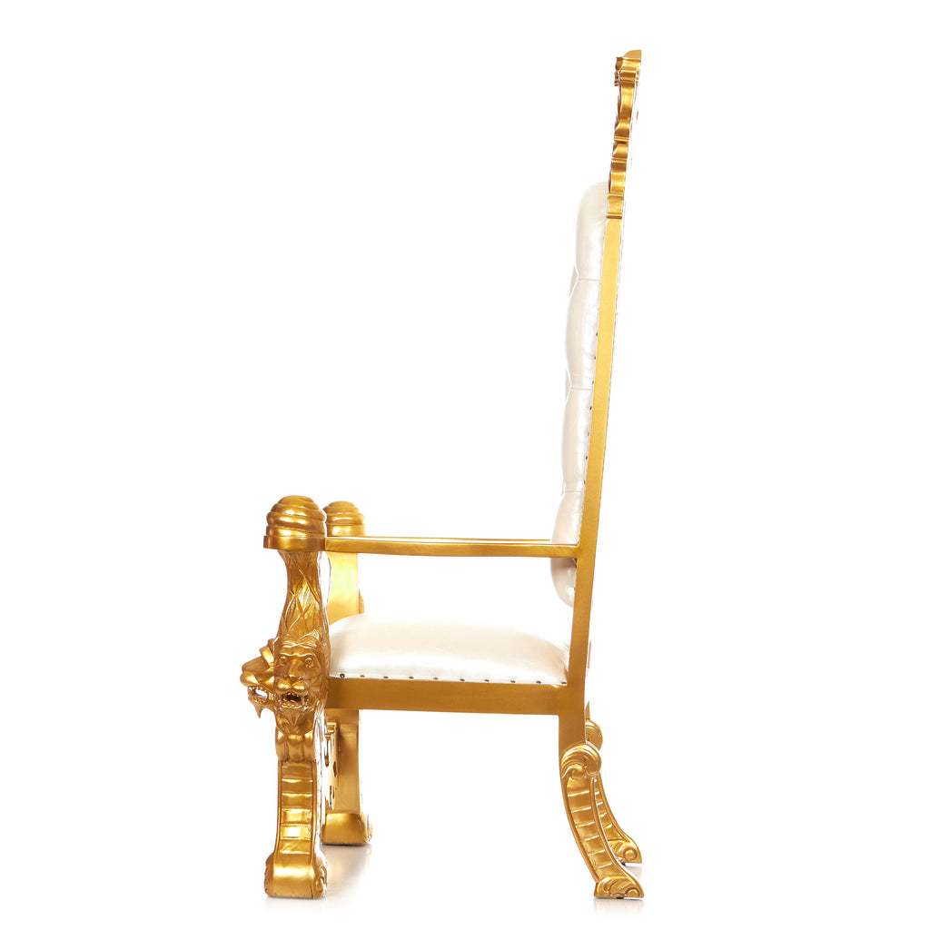 "King Solomon" Royal Throne Chair - White / Gold