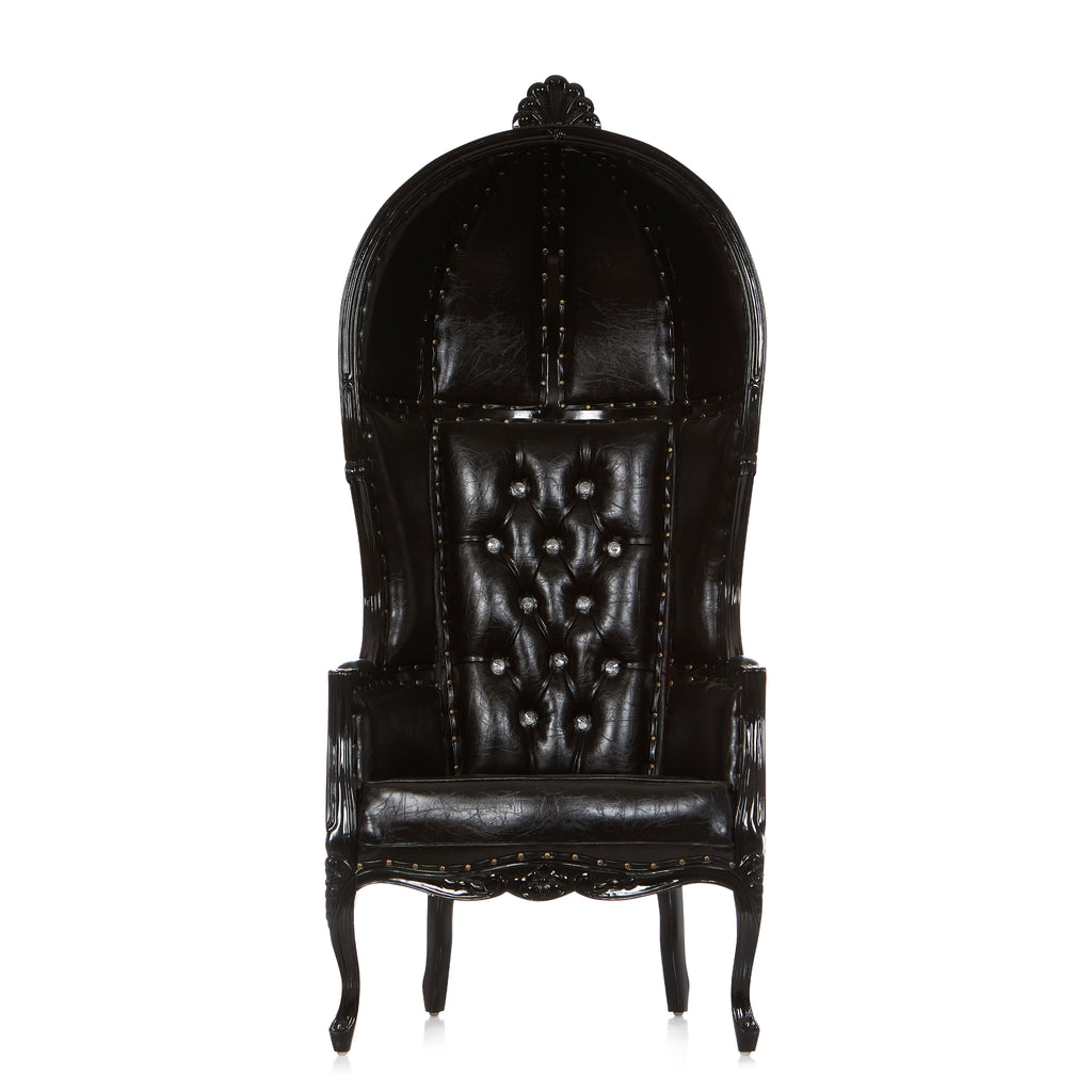 "Hooded Canopy 70" Bridal Throne Chair - Black / Black